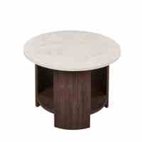 Table basse moderne, dessus en mélamine avec bord en PVC et base en papier MDF 3D pour vente en gros