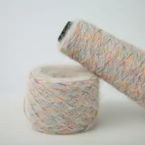 Crochet Yarn Hand Knitting 1/3.6NM Sweater 33% Acrylic 17% Polyester 10% Nylon 10% Wool 30% Metallic Gold Wise Blend Spray Yarn