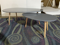 Meubles de maison, table d'appoint, table basse, table centrale, ensembles, plateau en MDF avec pieds en bois de hêtre