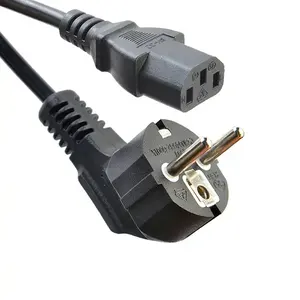 Enchufe AC de 3 pines C13 terminal hembra h05vv-F 3x1 toma de cable de alimentación con cable de alimentación IEC C13 VDE para computadora 16 A 250V