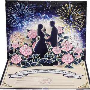 Carte de vœux moderne en 3D avec lumière LED pop-up, musique et carte-cadeau en papier pour la Saint-Valentin, pour femme, mari, couple - Product Image 5