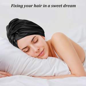 졸라매는 끈 새틴 보닛 전문 공장 사용자 정의 로고 수면 모자 다채로운 헤어 더블 레이어 얼룩 Durag 보닛 - Product Image 2