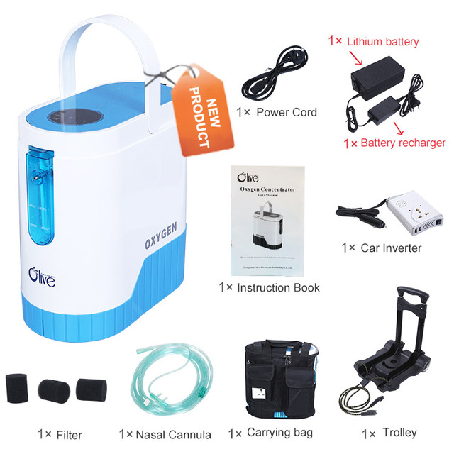 Olv-c1 New Portable Battery Operated Best Price Mini Portable Oxygen Concentrator Breathing Apparatus Olive 2 Years 12 Months