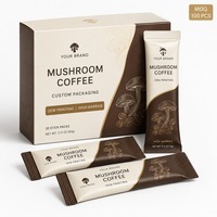 Emballage personnalisé pour sachets de café aux champignons, haute barrière, scellage 3 côtés, sachets individuels, taille personnalisée, impression OEM