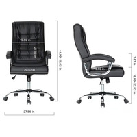NOUVEAU Mobilier de bureau Chaise de bureau pivotante réglable en cuir PU avec support lombaire, accoudoirs rembourrés et roulettes