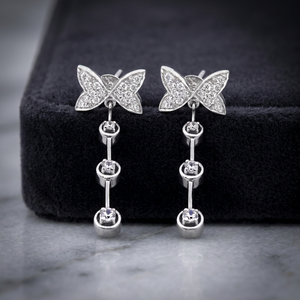 Pendientes de mariposa chapados en plata con circonita, joyería de moda para fiesta para mujer - Product Image 1