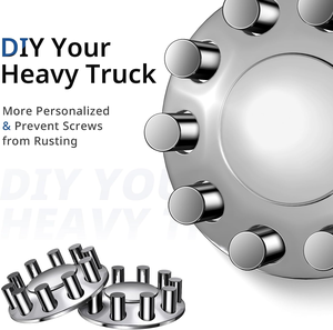 Ensemble complet de caches d'essieu chromés de <span class=keywords><strong>33</strong></span> mm pour roues de semi-remorque, comprend des enjoliveurs de moyeu amovibles et des caches d'écrous de roue à visser, état neuf - Product Image 5