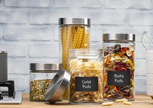 Kitchen Pantry Organiser air Tight Glass Food Cereals Storage and Containers Organizers Jar <b>Set</b> with Stainless Steel Lid - Product Image 4