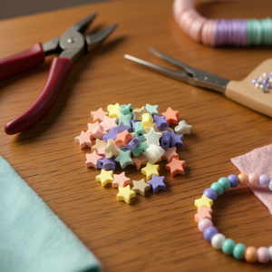 Perline a forma di stella Ilan 5x10mm colori pastello 50 pezzi per la creazione di gioielli - Product Image 3