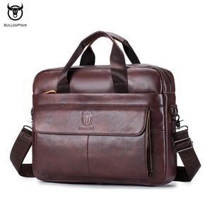Maletín de cuero para hombre marca BULLCAPTIAN, multifuncional, de gran capacidad, bandolera, de piel de vacuno de primera capa, para portátil. - Product Image 1