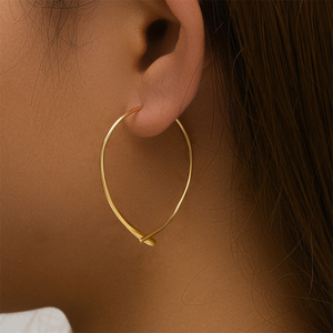 <b>CANNER</b> Simple 925 Sterling Silver Large Line Circle Ear Ring Earrings - Product Image 2