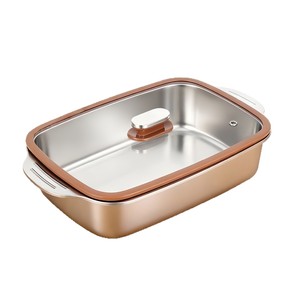 กระทะย่างปลาสแตนเลส 316 สีพื้น ทรงสี่เหลี่ยมผืนผ้า พร้อมหูจับ ล้างด้วยมือเท่านั้น สำหรับใช้ในบ้านและเชิงพาณิชย์ - Product Image 2