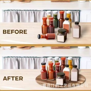 Wooden rotating dining <b>tray</b>, snack and fruit <b>tray</b>, round condiment <b>storage</b> <b>tray</b> - Product Image 1