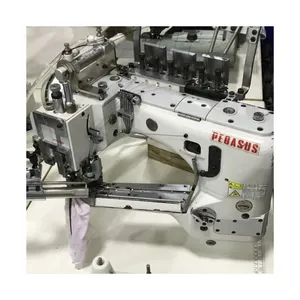 2023 gran oferta marca japonesa usada Pegasus FS713 Máquinas de puntada de enclavamiento de cama de cilindro de alimentación de brazo para costura plana