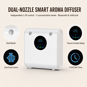 Diffuseur de parfum commercial à double buse, machine à arôme sans eau Bluetooth pour <span class=keywords><strong>magasin</strong></span> de détail, 800m³, 300ml, minuterie 24H, verrouillage enfant - Product Image 4