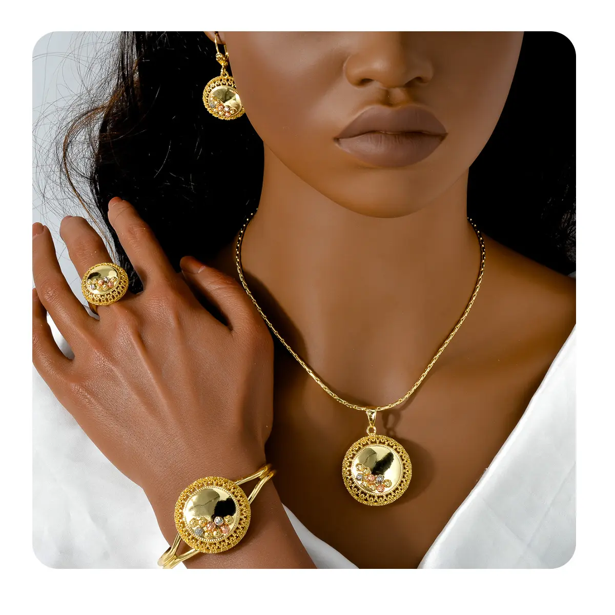 Fashion Women Accessories Necklace Earrings Bracelet Ring Four Piece Set Jewelry Sets For Women