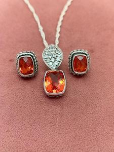 Natural <b>Real</b> Quartz <b>Crystal</b> Pendant Necklace and Earrings Jewelry Set 925 Sterling Silver Handmade Fine Jewelry for Women OEM - Product Image 1