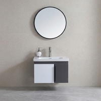 Ensemble de meubles de salle de bain modernes en acier inoxydable à fixer au mur pour hôtel et appartement