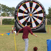 Grand jeu de fléchettes de Football gonflable populaire PVC/tissu 3.6x2x3m taille installation facile pour enfants adultes ventilateur inclus pour Commercial