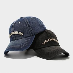 Gorra de Béisbol Retro Americana Azul Denim con Bordado de Los Ángeles, Estilo Deportivo y Urbano - Product Image 3