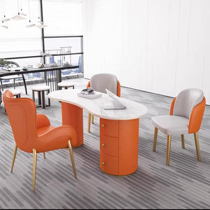 Escritorio de <span class=keywords><strong>ordenador</strong></span> de oficina en casa minimalista, <span class=keywords><strong>Mesa</strong></span> Ejecutiva de salón de belleza moderna, <span class=keywords><strong>mesa</strong></span> de oficina con tapa de losa de roca - Product Image 1