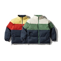 Veste matelassée réversible à col montant pour homme, style color block, chaude et décontractée pour l'hiver