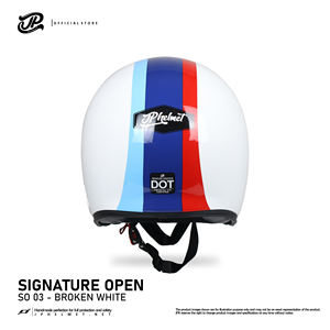 Casco Clásico Retro de Media Cara JP Signature Open Motif SO 03 en Blanco Roto combina estilo vintage con seguridad moderna - Product Image 2