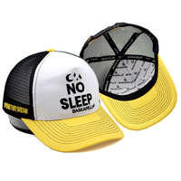 Gorra Trucker con Logotipo Personalizado Bordado, Blanca, Negra y Amarilla, de Algodón, Dos Tonos, Visera Plana, Ajustable, de 5 Paneles, Estilo Casual, de Malla, Tipo Béisbol