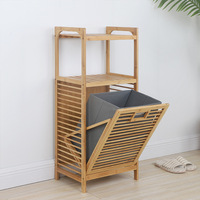 Panier à linge en bambou avec revêtement amovible de haute qualité, cadre à lattes inclinable personnalisé, étagère de rangement peu encombrante