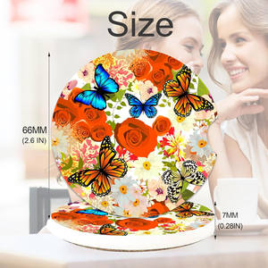 Fleurs papillons voiture porte-gobelet sous-verres accessoires <span class=keywords><strong>de</strong></span> voiture intérieur esthétique absorbant céramique caboteur liège dos décor cadeaux - Product Image 5