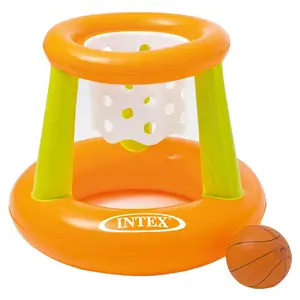 Intex 58504 Paket Deluxe permainan Hoop apung, basket Air dengan bola Floating Hoop