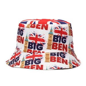 Double-sided Wear Bucket <b>Hat</b> Polyester Canvas Outdoor Unisex Spring <b>Summer</b> Red Black Patterned Design - Product Image 4