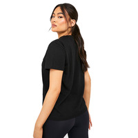 Camiseta de Lujo para Mujer, 220 GSM, 100% Algodón, Ecológica, Hombros Caídos, Manga Corta, con Logotipo de Marca Personalizado, Color Negro Liso