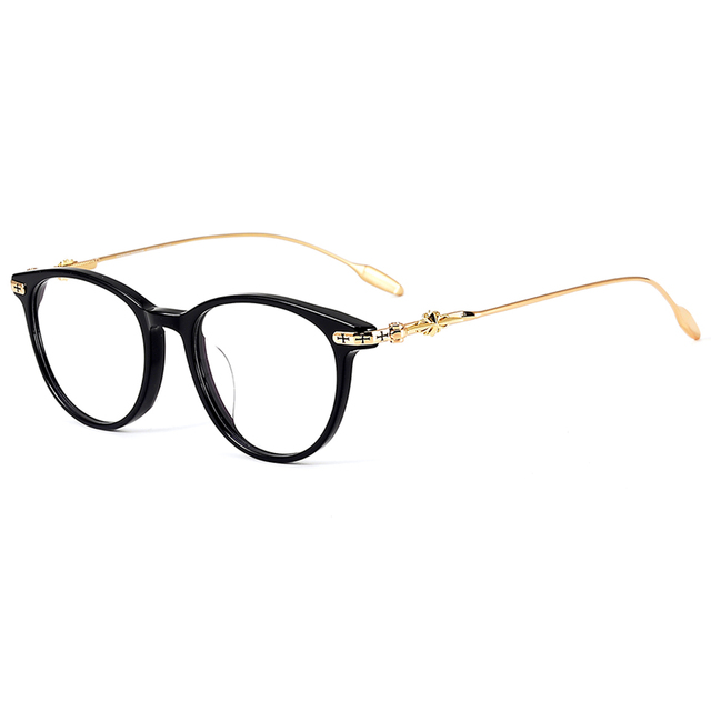 Unisex Titanium Acetate Cat Eye Print Transparent Prescription Women Fashion Glasses Superior Quality Durable Optical Frame