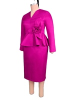 Robe crayon élégante pour femmes grandes tailles, à manches longues, à volants floraux 3D, cintrée à la taille, pour les occasions spéciales et le bureau