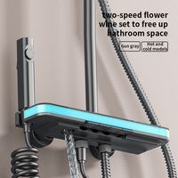 Ensemble de douche thermostatique mural avec affichage LED à touches de piano pour salle de bain et robinet mitigeur de lavabo