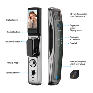 Nuevo diseño de seguridad WiFi reconocimiento facial cerraduras impermeables huellas dactilares cerradura de puerta de cámara inteligente con Video Dobell - Product Image 5