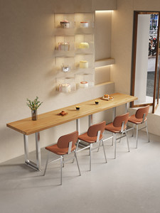 Conjunto de Mesa y Taburetes de <span class=keywords><strong>Bar</strong></span> Comerciales, Mesa de <span class=keywords><strong>Bar</strong></span> con Tapa de Madera Maciza y 4 Taburetes de <span class=keywords><strong>Bar</strong></span> con Estructura Metálica para Restaurante, Bistro, Pub - Product Image 2