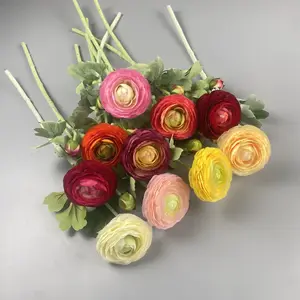 YOPIN-1655 Wholesale 2 Heads Faux Flowers Artificial Silk Ranunculus For Wedding