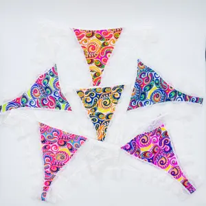 New Popular Lingerie Women Panties Printing Breathable Briefs Hipster For Women Everyday Multi-color Lace Panties
