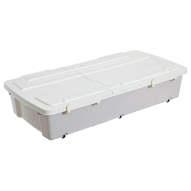 Nhựa container đa chức năng Hộp lưu trữ dưới giường lưu trữ 52L nắp gấp, nhà máy giá hộ gia đình hộp nhựa trên bánh xe