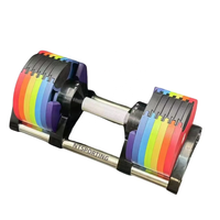 Ensemble d'haltères réglables pour la musculation, équipement de fitness, poids de gym dans un design personnalisé coloré, fabriqué en acier et en plastique