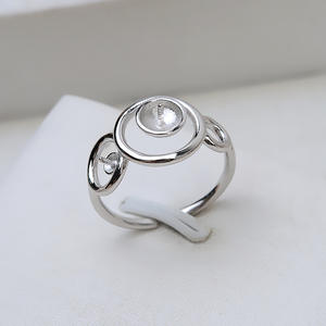 Bague ouverte en argent S925 pour femme, double perle, accessoires de bricolage avec taille réglable, sertissage, 103 perles, support vide - Product Image 2