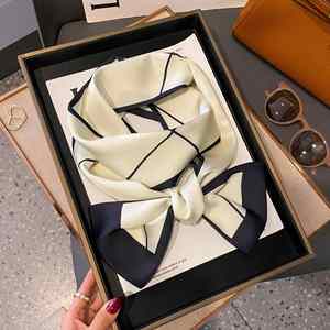 Pañuelo Elegante Cuadrado de Seda para Mujer, Versátil, Delgado, Largo, para Atar el Cabello, Ideal para Primavera y Otoño - Product Image 2