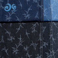 Tissu Denim Jacquard Damassé Floral Teint en Fil Écologique GC015L-7 Rayures Paisley Bleu Foncé pour Garçons Filles Unisexe Mode En Stock