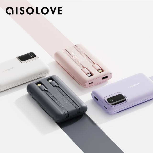 Aisolove W18 Power Bank With Cable Quick Charge 10000mah Power Banks Mobile Phone Portable Powerbank Charger Wireless Power Bank