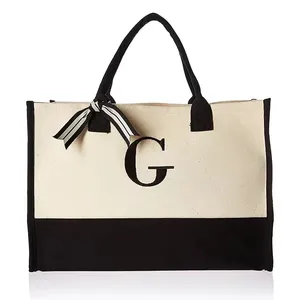 Logo personnalisé Image imprimable expédition toile sac de plage monogramme cadeau sac fourre-tout pour les femmes