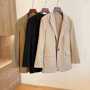 Chaqueta holgada de sarga de gran tamaño <span class=keywords><strong>para</strong></span> <span class=keywords><strong>mujer</strong></span>, traje de tejido elástico clásico de cuatro lados, Formal, Color sólido, <span class=keywords><strong>2021</strong></span> - Product Image 2