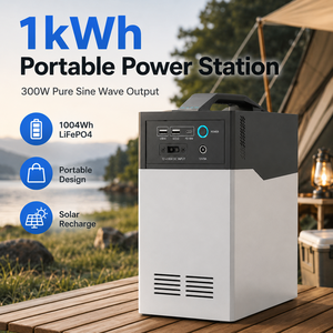 สถานีไฟฟ้าพกพา LiFePO4 1000Wh เครื่องกำเนิดพลังงานแสงอาทิตย์ 300W 220V สำหรับตั้งแคมป์กลางแจ้ง แหล่งจ่ายไฟสำรองฉุกเฉิน - Product Image 1