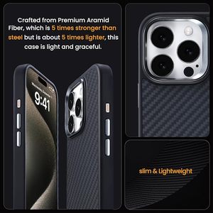 | Funda fina y duradera para teléfono de 0,6mm de fibra de aramida para iPhone 14 15 16 Pro Max | Protección completa clásica de la Cámara de Laudtec - Product Image 4